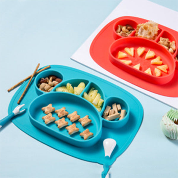 Non-Slip Baby Silicone Dining Plates Cartoon Whale Crab Toddler Child Training Plate Tray Tableware Kid Food Feeding Bowl Dishes