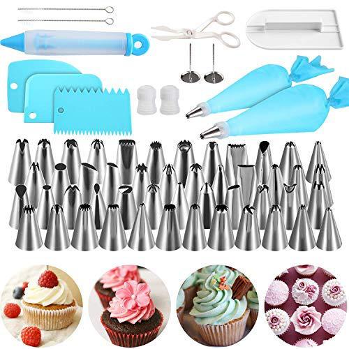 Cake Decorating Tools Kit Icing Tips Turntable Pastry Bags Couplers Cream Nozzle Baking Tools Set for Cupcakes Cookies