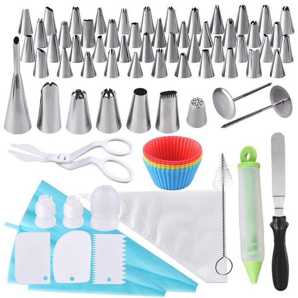 Cake Decorating Tools Kit Icing Tips Turntable Pastry Bags Couplers Cream Nozzle Baking Tools Set for Cupcakes Cookies