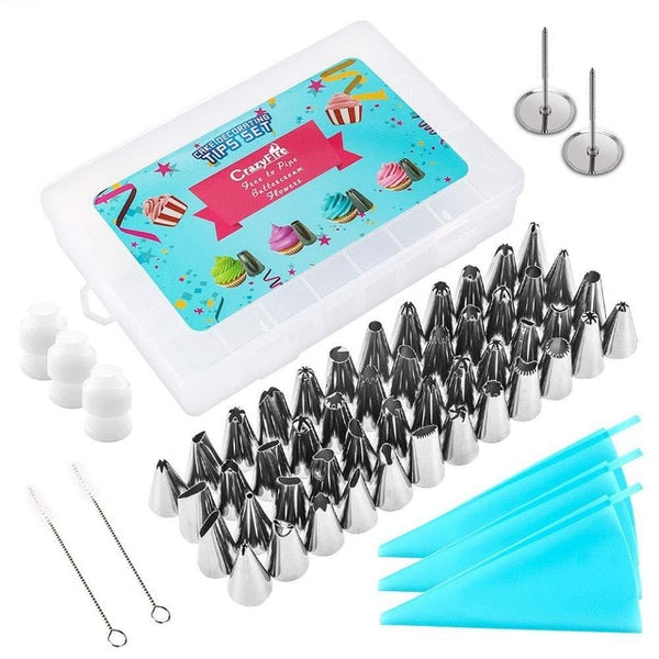 Cake Decorating Tools Kit Icing Tips Turntable Pastry Bags Couplers Cream Nozzle Baking Tools Set for Cupcakes Cookies