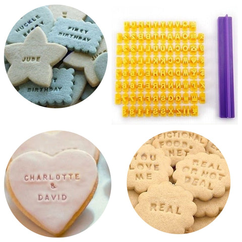 Alphabet Letter Number Cookie Press Stamp Embosser Cutter Fondant Mould Cake Baking Molds Tools