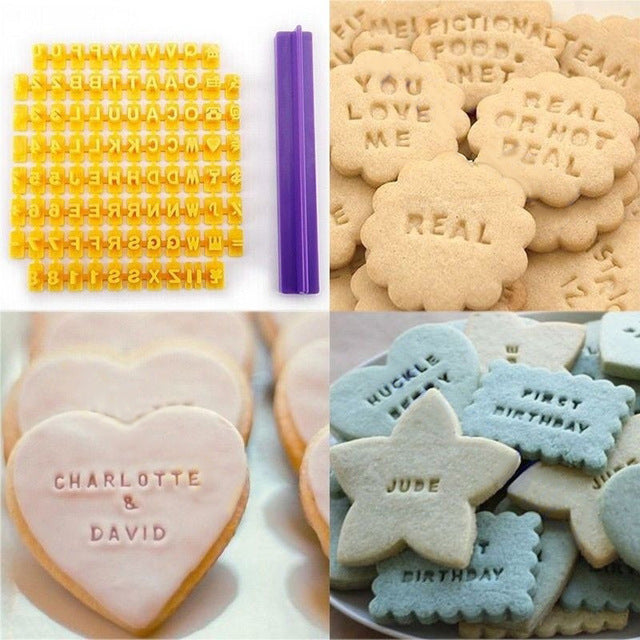 Alphabet Letter Number Cookie Press Stamp Embosser Cutter Fondant Mould Cake Baking Molds Tools