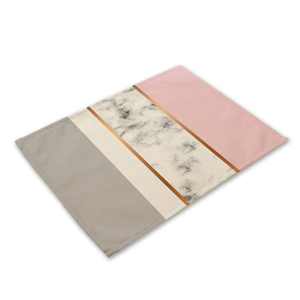 Pink Geometric Marble Printed Cotton Linen Kitchen Placemat Dining Table Mat Coaster Pads Cup Mats 42*32cm Home Decor MG0028
