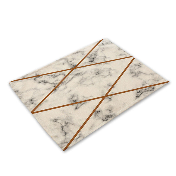 Pink Geometric Marble Printed Cotton Linen Kitchen Placemat Dining Table Mat Coaster Pads Cup Mats 42*32cm Home Decor MG0028