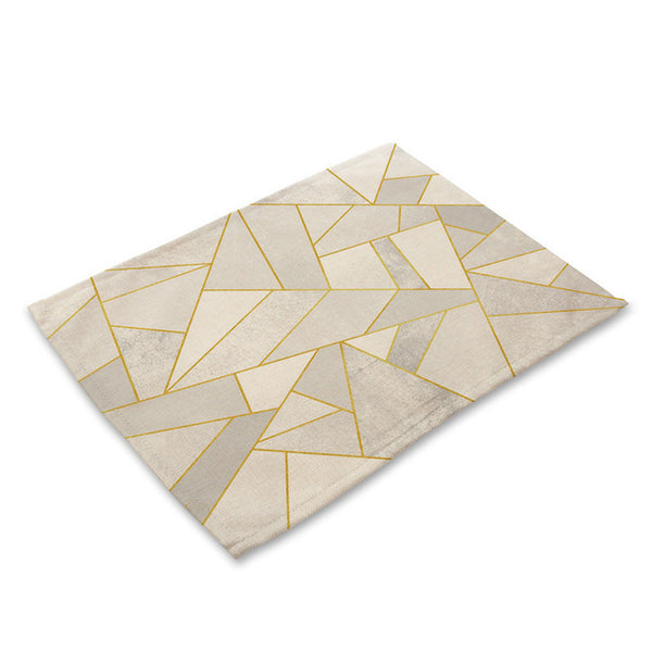 Pink Geometric Marble Printed Cotton Linen Kitchen Placemat Dining Table Mat Coaster Pads Cup Mats 42*32cm Home Decor MG0028