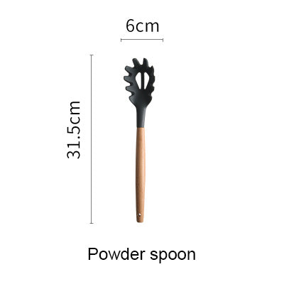 Silicone Kitchen Tools Set Cooking Tools Utensils Set Spatula Shovel Soup Spoon with Wooden Handle Special Heat-resistant Design