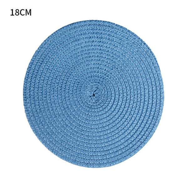 1pc Round Woven Placemats PP Waterproof Dining Table Mat Non-Slip Napkin Disc Bowl Pads Drink Cup Coasters Kitchen Decoration
