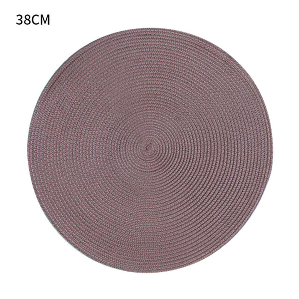 1pc Round Woven Placemats PP Waterproof Dining Table Mat Non-Slip Napkin Disc Bowl Pads Drink Cup Coasters Kitchen Decoration