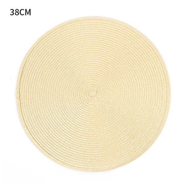 1pc Round Woven Placemats PP Waterproof Dining Table Mat Non-Slip Napkin Disc Bowl Pads Drink Cup Coasters Kitchen Decoration