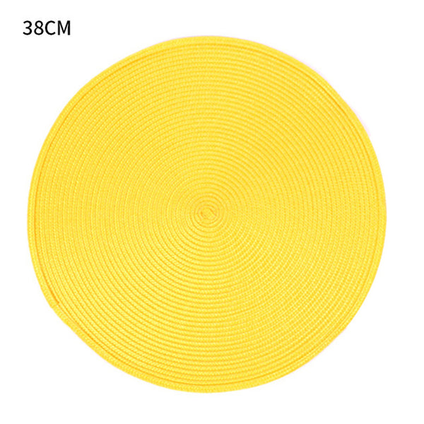 1pc Round Woven Placemats PP Waterproof Dining Table Mat Non-Slip Napkin Disc Bowl Pads Drink Cup Coasters Kitchen Decoration