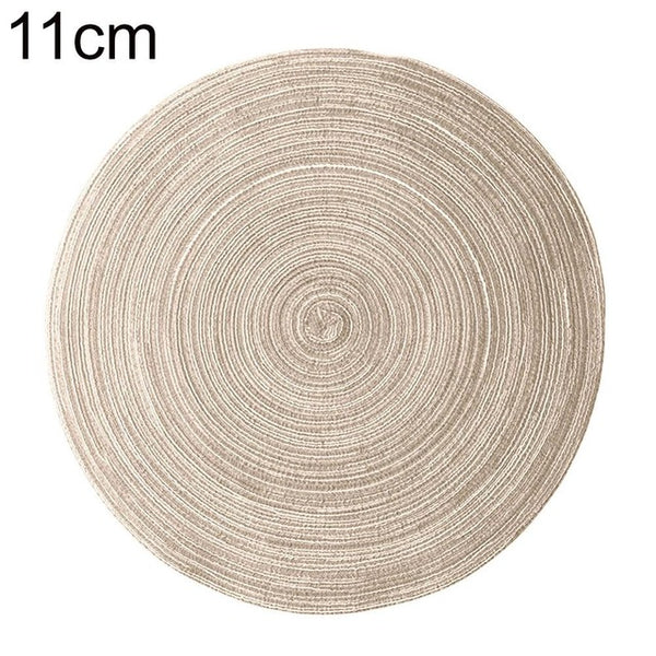 Round Woven Placemats PP Waterproof Dining Table Mat Non-Slip Napkin Disc Bowl Pads Drink Cup Coasters Kitchen Decoration