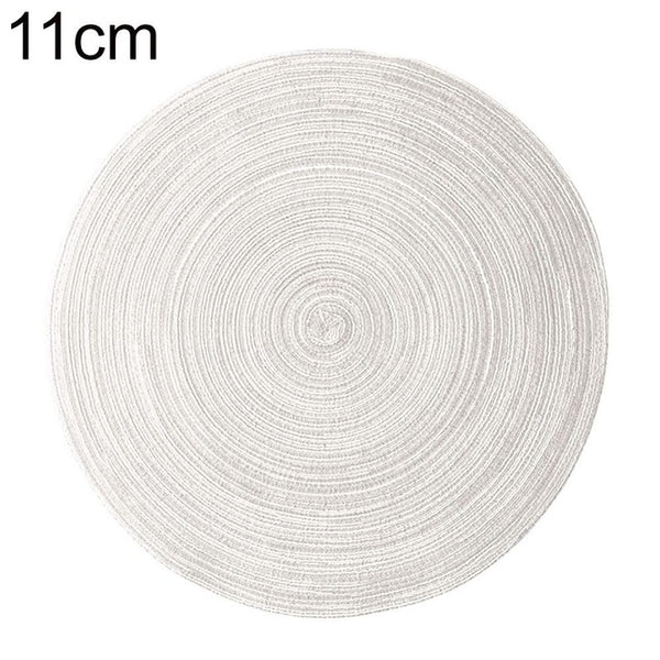 Round Woven Placemats PP Waterproof Dining Table Mat Non-Slip Napkin Disc Bowl Pads Drink Cup Coasters Kitchen Decoration