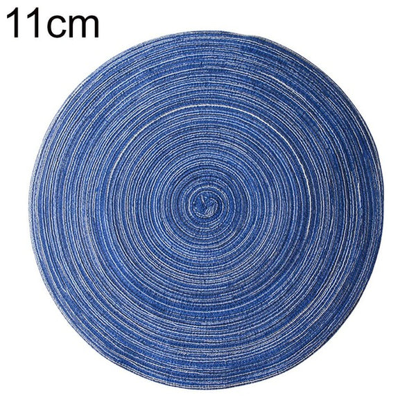 Round Woven Placemats PP Waterproof Dining Table Mat Non-Slip Napkin Disc Bowl Pads Drink Cup Coasters Kitchen Decoration