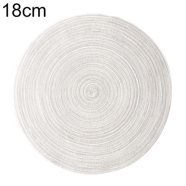 Round Woven Placemats PP Waterproof Dining Table Mat Non-Slip Napkin Disc Bowl Pads Drink Cup Coasters Kitchen Decoration