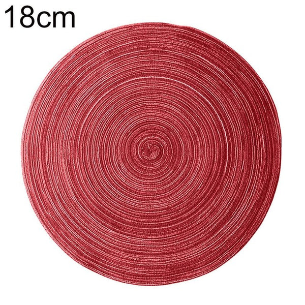 Round Woven Placemats PP Waterproof Dining Table Mat Non-Slip Napkin Disc Bowl Pads Drink Cup Coasters Kitchen Decoration