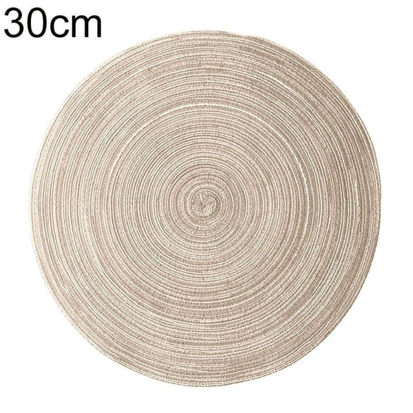 Round Woven Placemats PP Waterproof Dining Table Mat Non-Slip Napkin Disc Bowl Pads Drink Cup Coasters Kitchen Decoration