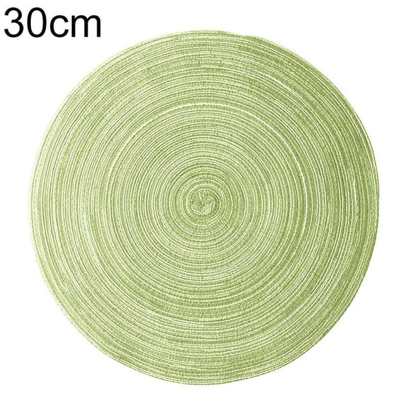 Round Woven Placemats PP Waterproof Dining Table Mat Non-Slip Napkin Disc Bowl Pads Drink Cup Coasters Kitchen Decoration